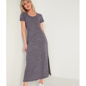 Old Navy Heather Gray T Shirt Scoop Neck Maxi Dress